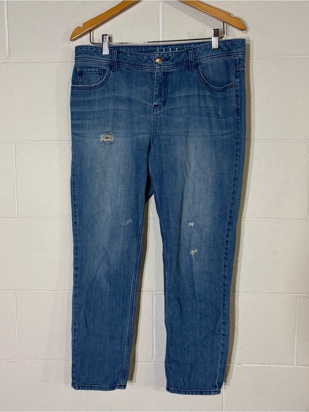 Elle Women’s Skinny Distressed Denim Jeans Blue 100% Cotton 5-Pockets Size 10